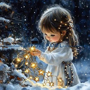 Látkový panel - Holčička s hvězdou - DZ-211 Velikost: 15x15cm, Materiál: Kočárkovina