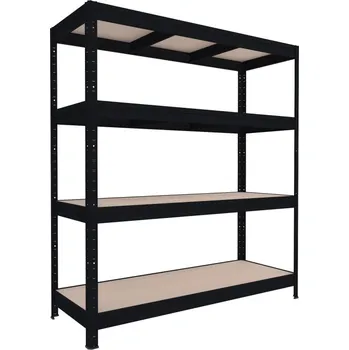 Dílenský regál Velký regál do skladu Biedrax 60 x 200 x 177 cm, 4 police - černý/MDF 6 mm, 350 kg/pol.