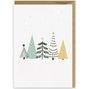 Vánoční přání s pastelovými stromečky