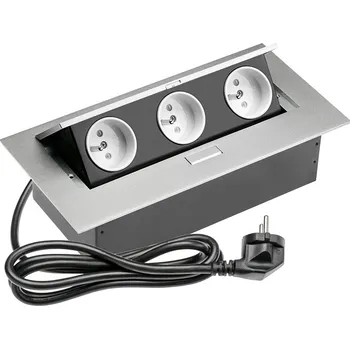 Elektrická zásuvka Zásuvkový el. box vyklopný 3x zasuvka AL hliník AE-PBC3GU-53