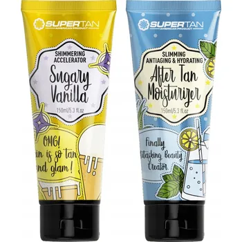 Přípravek na opalování SUPERTAN SUGARY VANILLA 1x 150 Ml URYCHLOVAČ OPALOVÁNÍ + 150 Ml PÉČE PO OPALOVÁNÍ