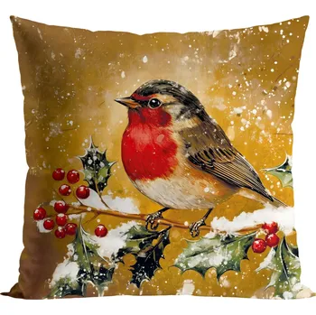 Polštář Vánoční polštář ZIMNÍ ČERVENKA 45x45 cm Mybesthome Varianta: Povlak na polštář s výplní, 45x45 cm