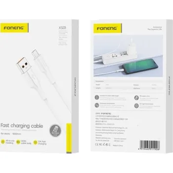 Datový kabel Kabel FONENG USB - microUSB typ B, 1 m, bílý