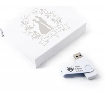 USB flash disk Flash disk Derentis Twister s krabičkou na magnet a gravírováním 32 GB USB 3.0 bílý