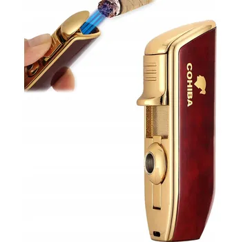 Kartáčovaný kov Zapalovač plynový 3 plameny Turbo větruodolný na doutníky