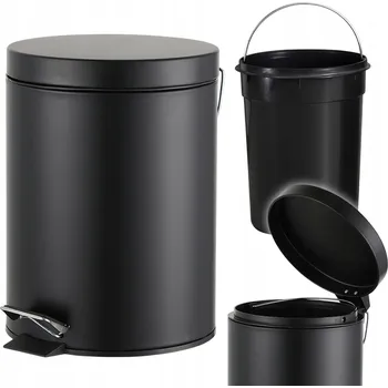 Odpadkový koš ODPADKOVÝ KOŠ 3L ČERNÝ KOVOVÝ S PEDÁLEM MATNÝ VNITŘNÍ KYBLÍK
