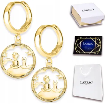 Náušnice Zlaté Náušnice Malý Princ s Liškou POZLACENÉ 585 Kosmos Hvězdičky STŘÍBRO 925