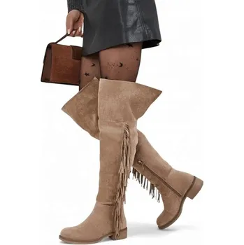 Dámské kozačky Royalfashion Dámské kozačky nad koleno s plochým podpatkem, velikost 39