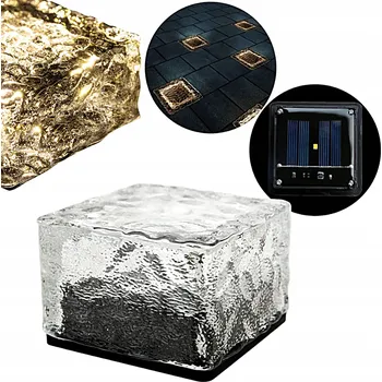 Venkovní osvětlení SOLÁRNÍ LED ZAHRADNÍ SVÍTIDLO NÁJEZDOVÉ KOSTKA LEDU DO DLAŽBY BÍLÁ TEPLÁ 7x7 cm