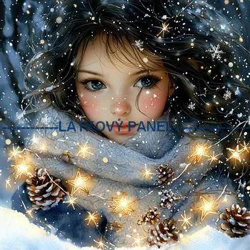 Látkový panel - Holčička s hvězdou - DZ-212 Velikost: 20x20cm, Materiál: Mikroplyš