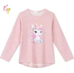 Dívčí tričko dlouhý rukáv Kugo WL0941 světlejší růžové