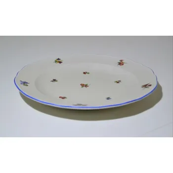Talíř talíř házenka Rakouská mělký 24 cm modrá linka originální porcelán Dubí slonová kost