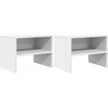 Konferenční stolek Sada 2 bílých nočních stolků s otevřenou policí, 40x30x30 cm