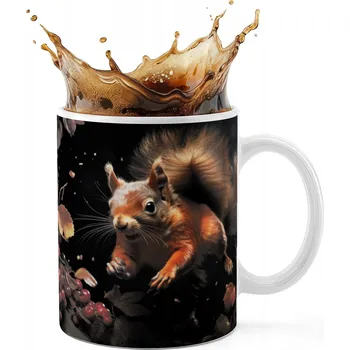 KERAMICKÝ HRNEK 330ML S POTISKEM - DIVOKÁ ZVÍŘATA LESA - VEVERKA