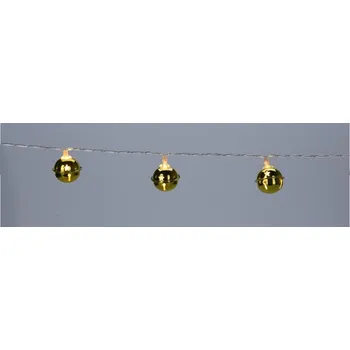 Vánoční dekorace Girlanda rolničky zlaté 10 LED KOP 08