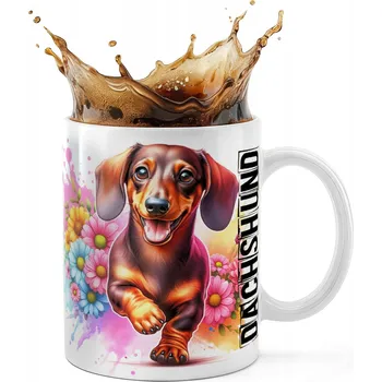 KERAMICKÝ HRNEK 330ML S POTISKEM - PES PSI PESEK PLEMENO JEZEVČÍK DACHSHUND HOT DOG