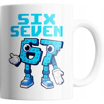 HRNEK LOGO VTIPNÝ DÁREK SIX SEVEN STEAL A BRAIN ROT KERAMICKÝ + TEXT