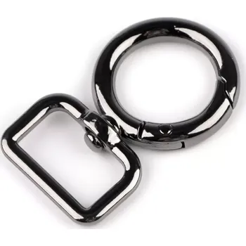 Kabelka Karabina s obrtlíkem průvlek 19mm černý nikl (Otočná kovová karabinka s rozevíracím kroužkem)