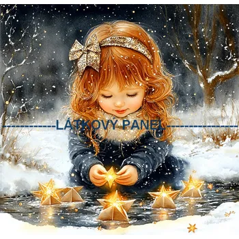 Látkový panel - Holčička s hvězdou - DZ-250 Velikost: 20x20cm, Materiál: Bavlna