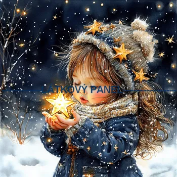 Látkový panel - Holčička s hvězdou - DZ-264 Velikost: 20x20cm, Materiál: Kočárkovina