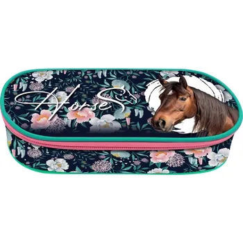 Penál Penál JUNIOR S8 – Kůň (oválný, 1 zip)