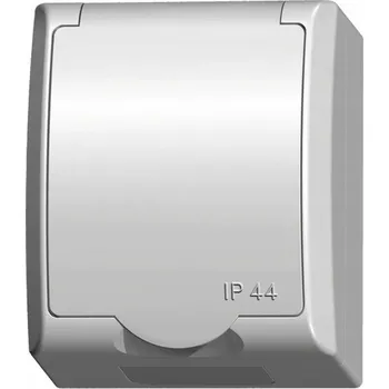 Elektrická zásuvka Ospel Szafir Zásuvka Stříkající vodě odolná Schuko IP44 Bílá GNH-1HS/00/w