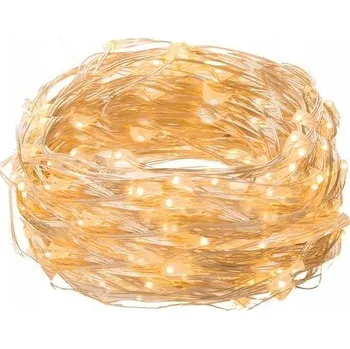 Vánoční dekorace VÁNOČNÍ OSVĚTLENÍ LED SVĚTÝLKA MICRO DRÁTKY 50 LED BATERIE TEPLÁ BÍLÁ