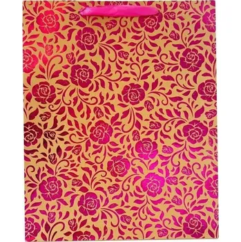 Dárková taška OZDOBNÁ DÁRKOVÁ TAŠKA RŮŽE S METALICKÝM EFEKTEM