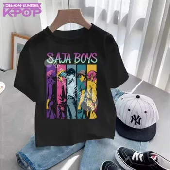 KPop Demon Hunters (Lovkyně démonů) KPop Demon Hunters dětské tričko s potiskem - Saja Boys Barva: Černá (14), Velikost: 150