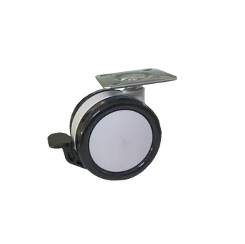 Nábytkové kování Kolečko pr.75mm, bílá, s brzdou, 50kg, měkčený běhoun