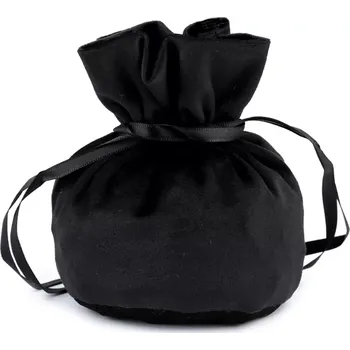 Dárková taška Dárkový sáček - měšec sametový 14 x 16 cm černý (Stahovací pytlík )
