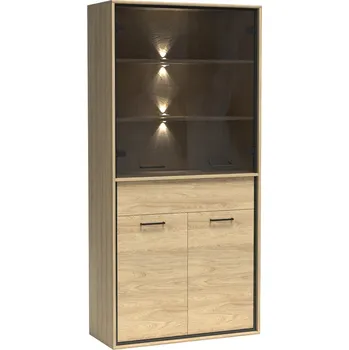 Komoda Skříňka vitrína černá matná 197 x 92,2 x 41 cm Jarstol