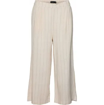 Dámské kalhoty Vero Moda Dámské Culottes Vero Moda-10322130 Oatmeal Grey Pinstripe Béžové
