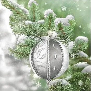 Papírový ubrousek Papírové Ubrousky Čtvercové Vánoční 33x33 cm Elegantní vánoční koule na sněhu