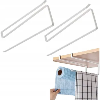 Věšák 2X DRŽÁK NA PAPÍROVÉ UTĚRKY VĚŠÁK BÍLÝ KOVOVÝ NA VELKÉ ROLE