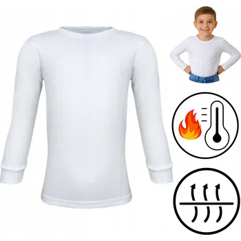 Chlapecké tričko CHLAPECKÉ TERMO TRIČKO DĚTSKÉ SPODNÍ PRÁDLO BÍLÉ TEPLÉ 116-122