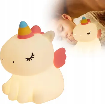 Noční světlo JEDNOROŽEC MĚKKÁ NOČNÍ LAMPA PRO DĚTI LED USB SILIKONOVÁ TEPLÉ SVĚTLO
