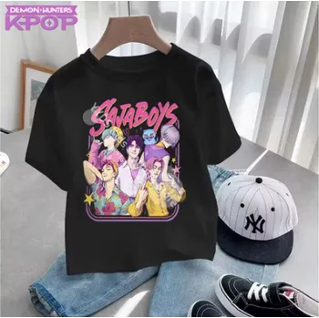 Dívčí tričko KPop Demon Hunters (Lovkyně démonů) KPop Demon Hunters dětské tričko s potiskem - Saja Boys Barva: černá (8), Velikost: 100