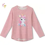 Dívčí tričko dlouhý rukáv Kugo WL0941 tmavší růžové