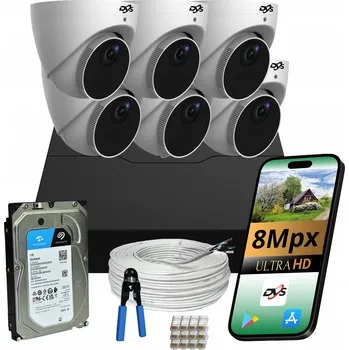 Bezpečnostní kamera SADA MONITOROVACÍCH KAMER: 6 EXTERNÍCH IP POE DOME KAMER 4K 8MP S 1TB HDD