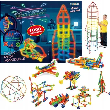 ostatní stavebnice SVÍTÍCÍ STAVEBNÍ SLÁMKY TYČINKY TRUBIČKY 1000 KUSŮ