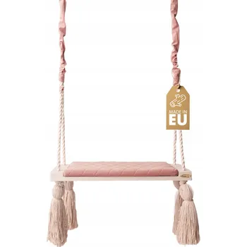 Dětská houpačka Dřevěná houpačka Create For You růžová, sedátko 58x24x4 cm, nosnost 70 kg