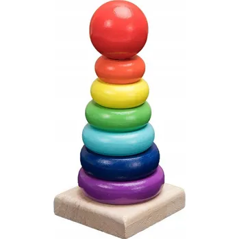Dřevěná hračka PYRAMIDA TŘÍDIČ MONTESSORI VĚŽ STAVEBNICE DŘEVĚNÁ SKLÁDAČKA VZDĚLÁVACÍ
