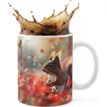 KERAMICKÝ HRNEK 330ML S POTISKEM - DIVOKÁ ZVÍŘATA LESA - VEVERKA