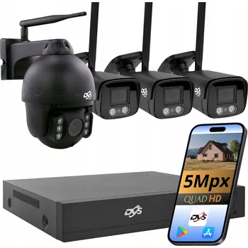 Bezpečnostní kamera WIFI SADA KAMER 3 KAMERY ČERNÉ, 1 OTOČNÁ, VENKOVNÍ KAMERY PRO DŮM DVS