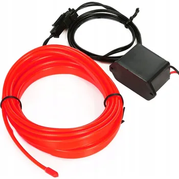 autokoberec EL WIRE LED Světlovodná Ambientní Páska 3M ČERVENÁ s měničem