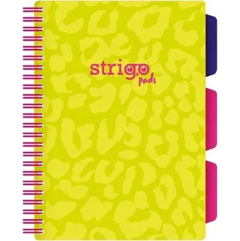 Blok Kroužkový Blok 100 listů čtvereček STRIGO NEONOVĚ ZELENÝ