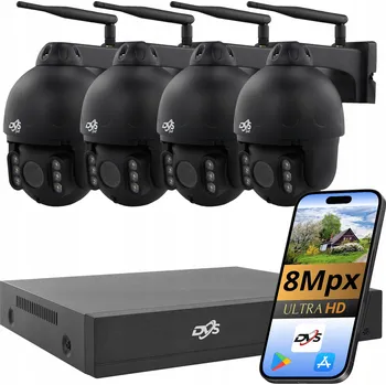 Bezpečnostní kamera WIFI SADA KAMER 8Mpx 4K MONITORING 4 BEZDRÁTOVÉ OTOČNÉ KAMERY DVS