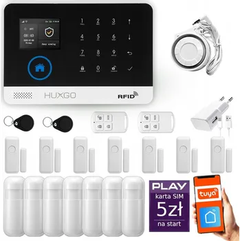 Sada domovního alarmu Bezdrátový alarm GSM + WiFi s aplikací TUYA, sada, HUXGO HXA003