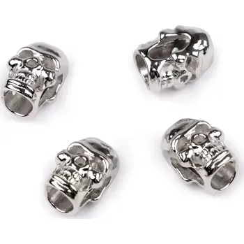 Příslušenství k šicímu stroji Kovová koncovka na šňůru Lebka Ø5 mm nikl (Kovová koncovka na šňůru/ozdoba )